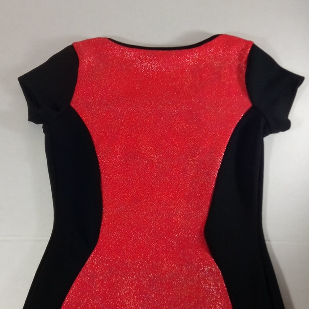 Womens Coral and Black Midi Dress - Picture 6 of 7